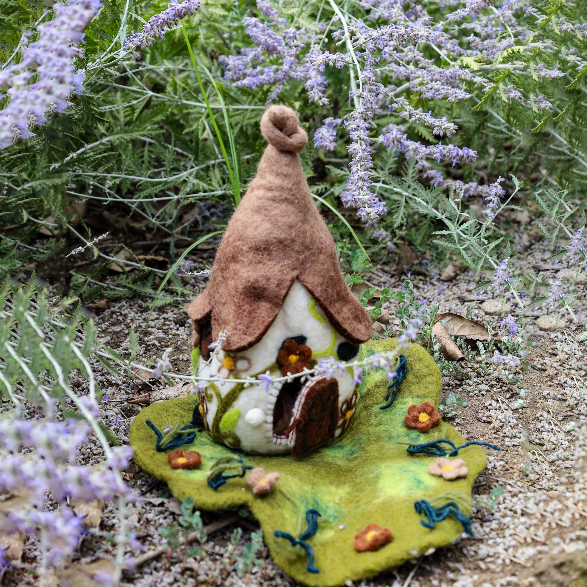 Brown Flower Fairy House and Mat