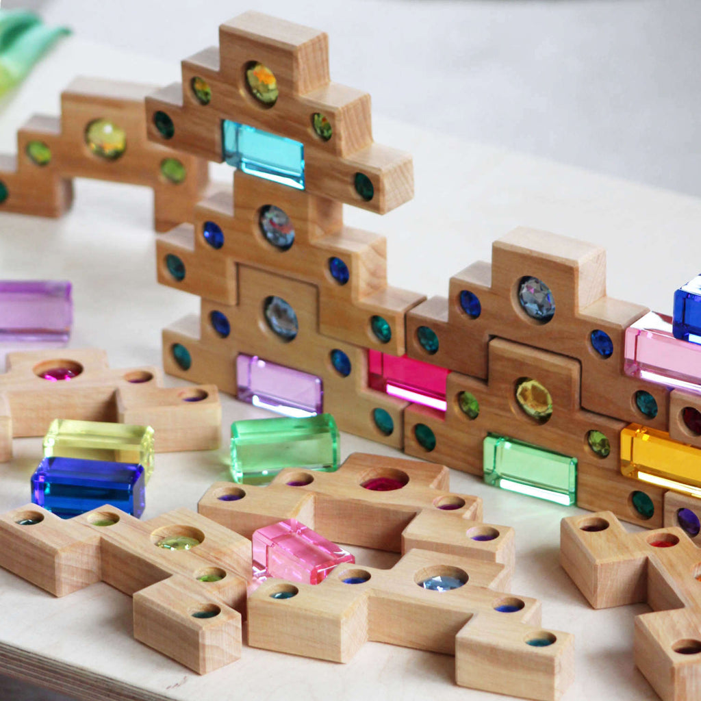 Bauspiel Color Staircase with Luminous Blocks, 16-Piece Set