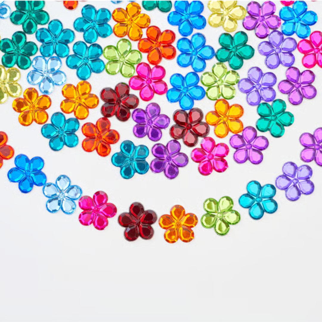 Bauspiel Flower Sparkling Stones, 60-Piece Set