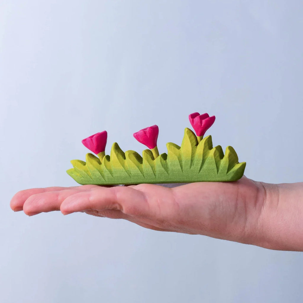 Bumbu Large Wooden Grass with Pink Flowers